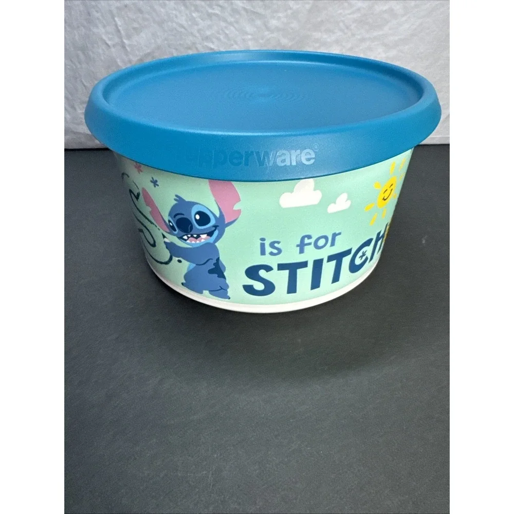 Tupperware Disney Stitch One Touch (D) 2 Qt 2L Bowl Blue Seal S Is For Stitch